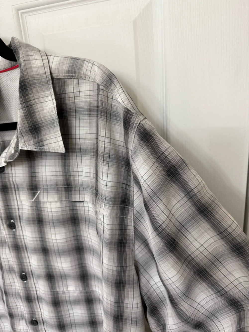 The North Face Plaid Hiking Shirt Mens L Button Front Outdoor Short Sleeve